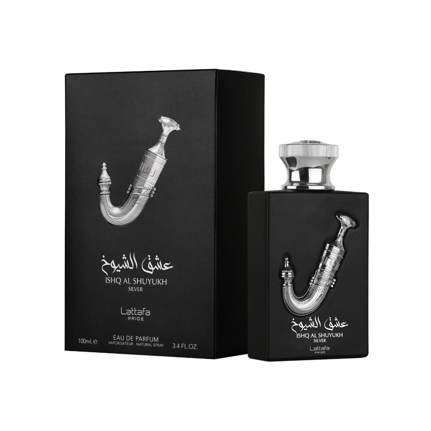 Apa de parfum Lattafa Ishq al Shuyukh Silver, 100 ml, unisex fotografia produsului