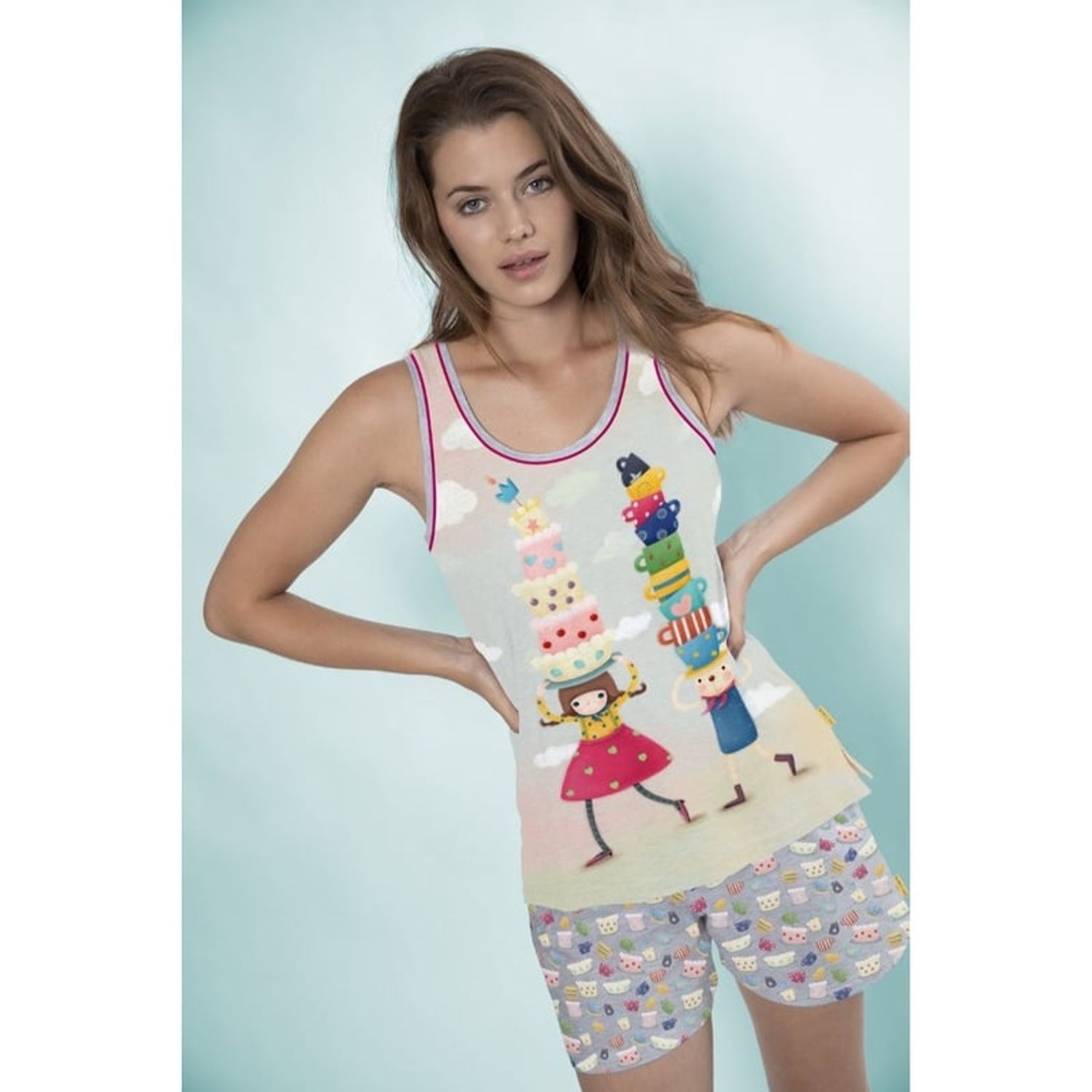 Gorjuss Pijama scurta Tea Party marime XL M fotografia produsului