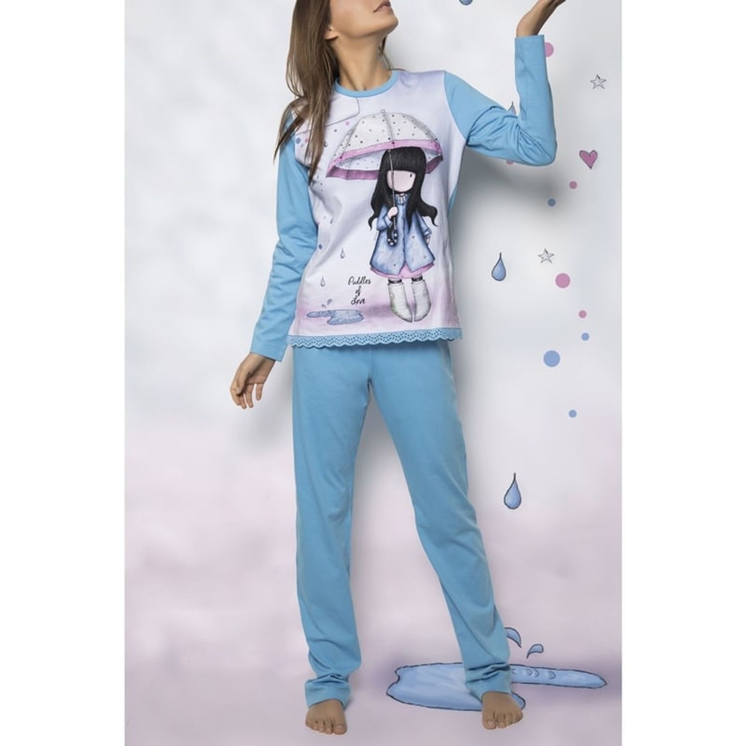 Pijama fete Gorjuss BBC pantalon lung Puddles of Love marime XS XS fotografia produsului
