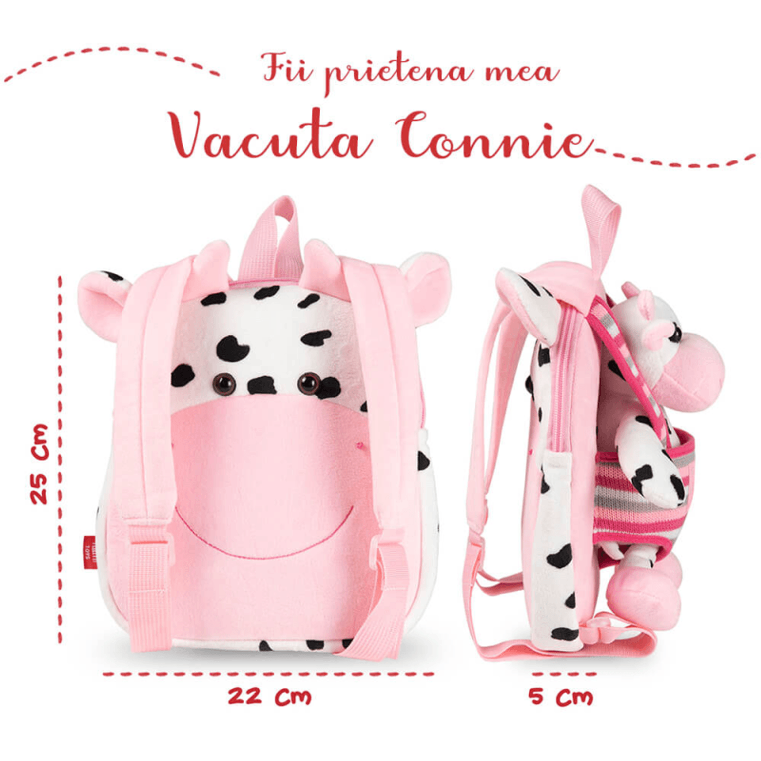 Rucsacel din plus reversibil cu jucarie Vacuta fotografia produsului View 3 L