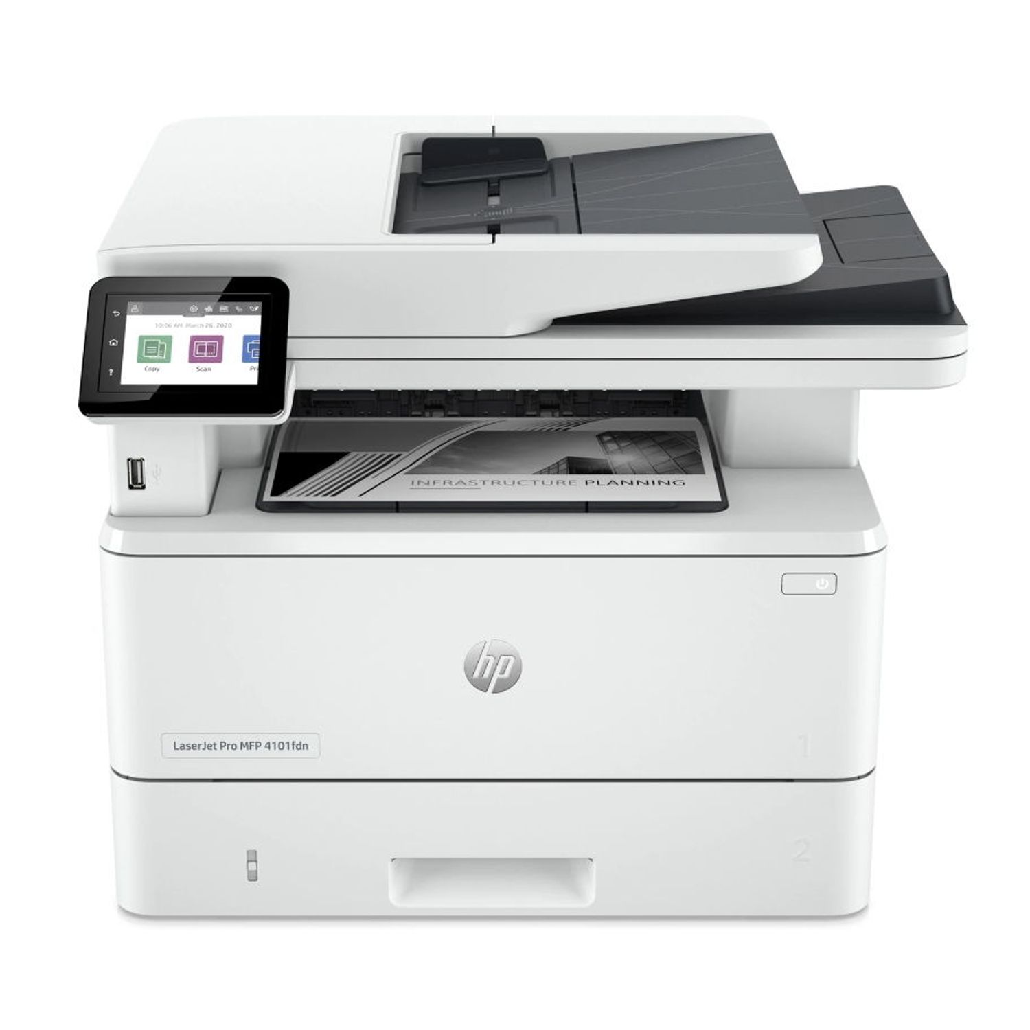 Multifunctional Monocrom HP LaserJet Pro MFP 4102fdwe, A4, Wireless, Fax, Duplex, Retea (Alb) fotografia produsului View 2 L