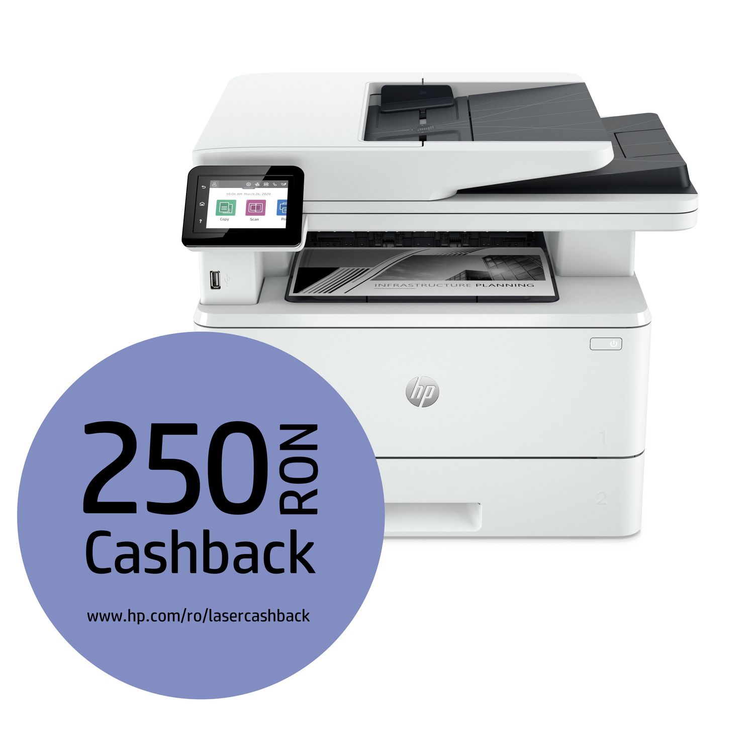 Multifunctional Monocrom HP LaserJet Pro MFP 4102dwe, A4, Duplex, Retea, Wi-Fi (Alb) fotografia produsului