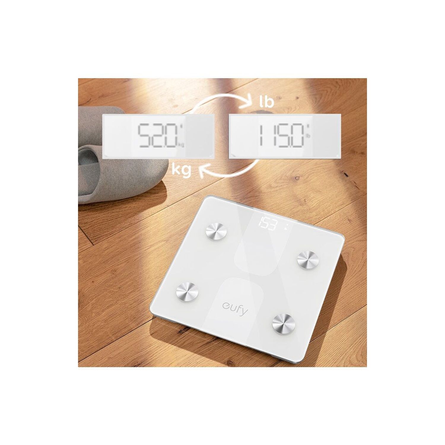 Cantar de baie eufy C1, Bluetooth, 180 kg (Alb) fotografia produsului View 3 L