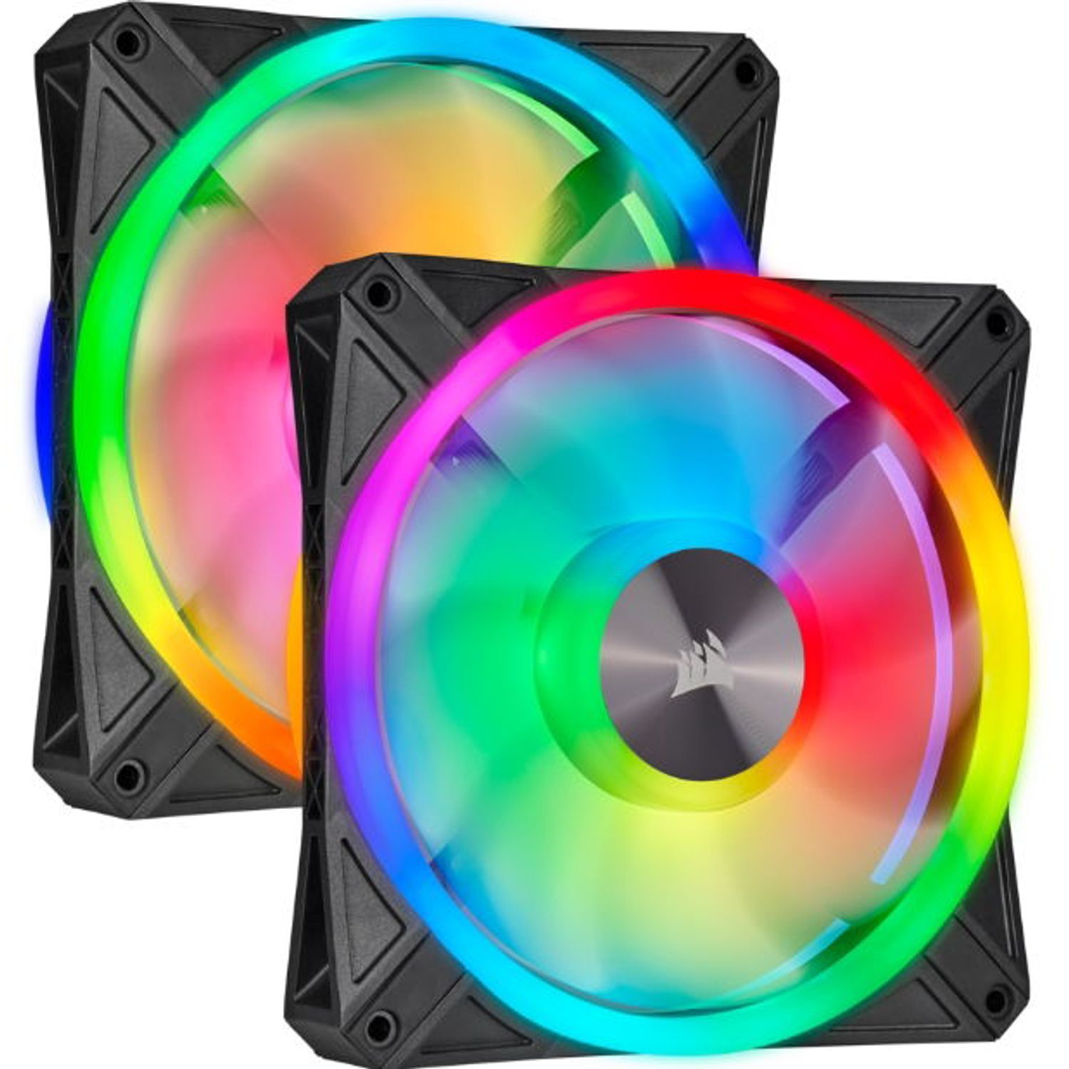 Set 2 ventilatoare Corsair iCUE QL140 RGB 140mm PWM, Lighting Node CORE fotografia produsului