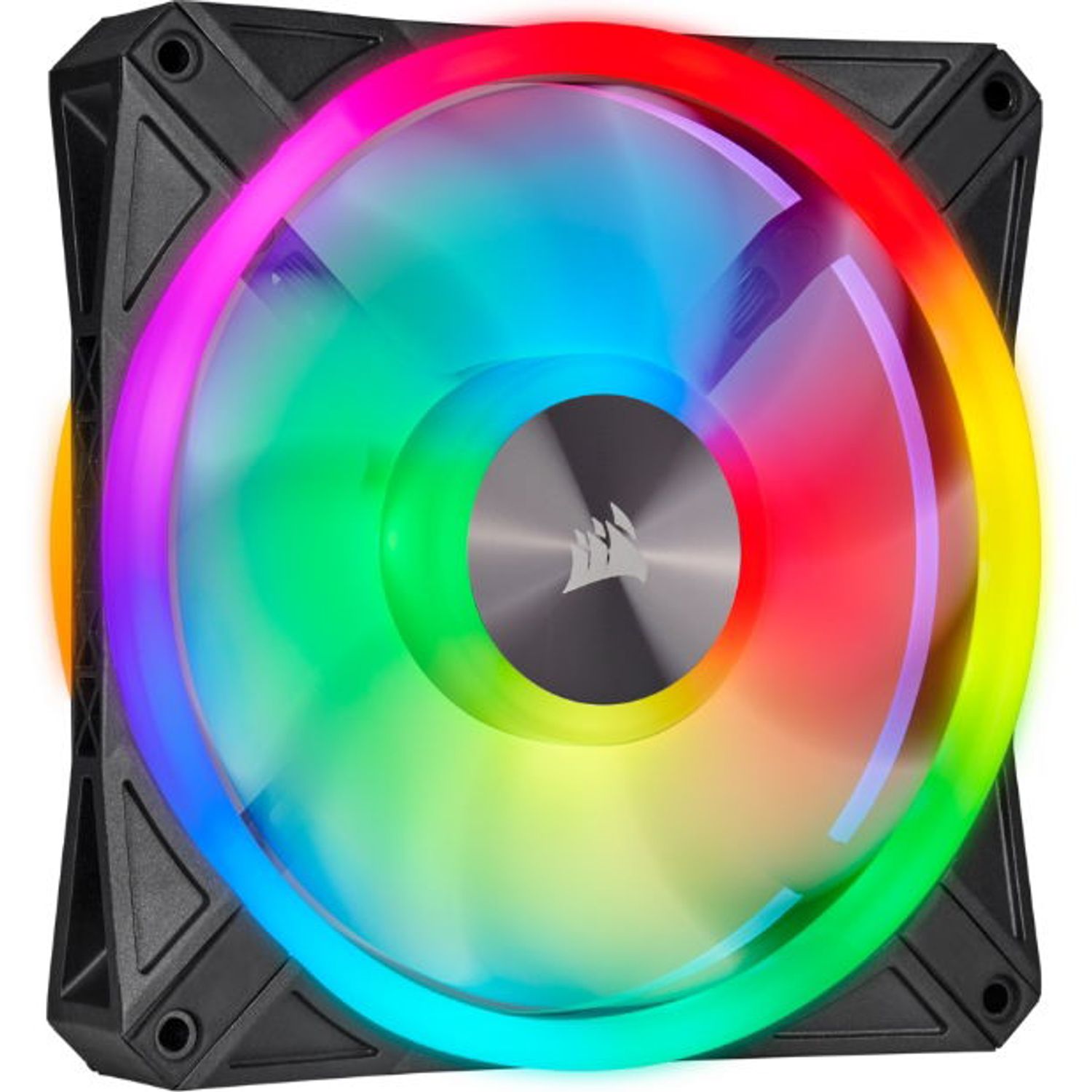 Set 2 ventilatoare Corsair iCUE QL140 RGB 140mm PWM, Lighting Node CORE fotografia produsului View 5 L