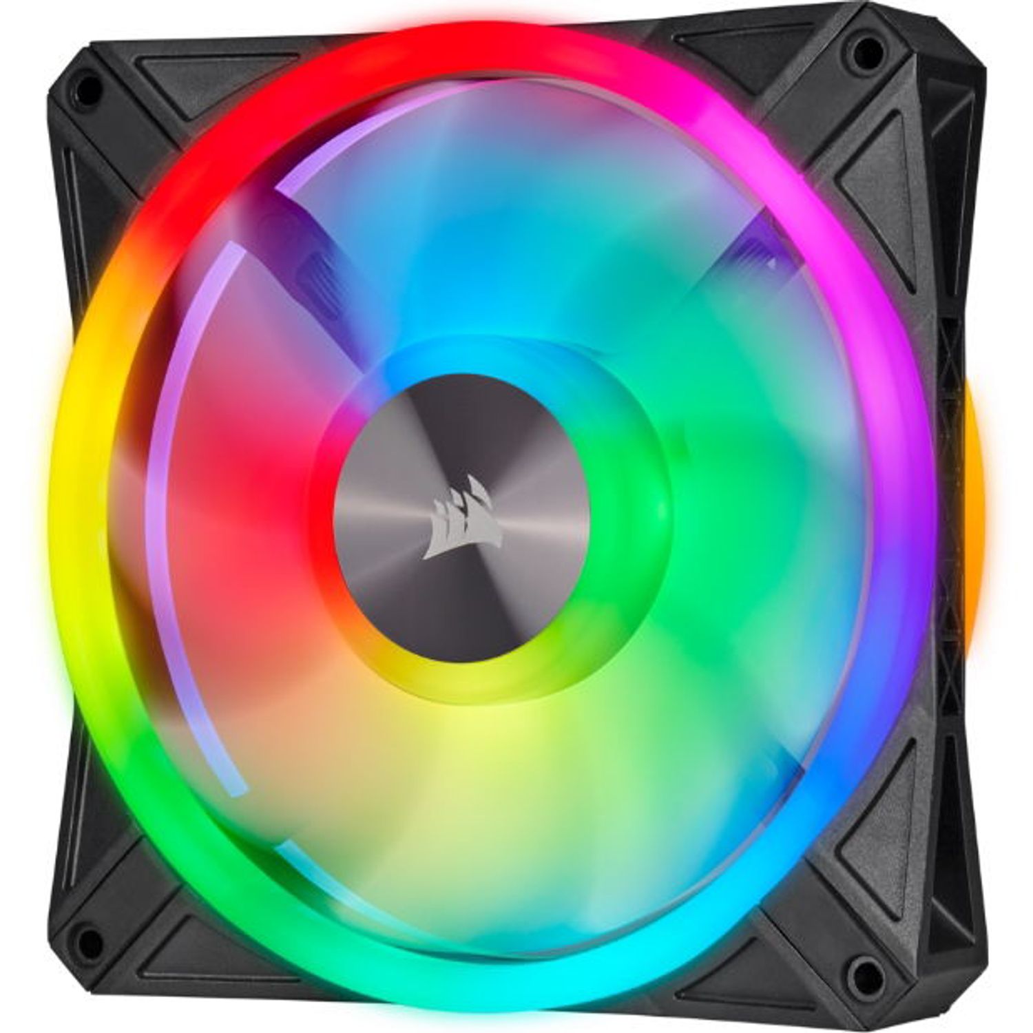Set 2 ventilatoare Corsair iCUE QL140 RGB 140mm PWM, Lighting Node CORE fotografia produsului View 3 L