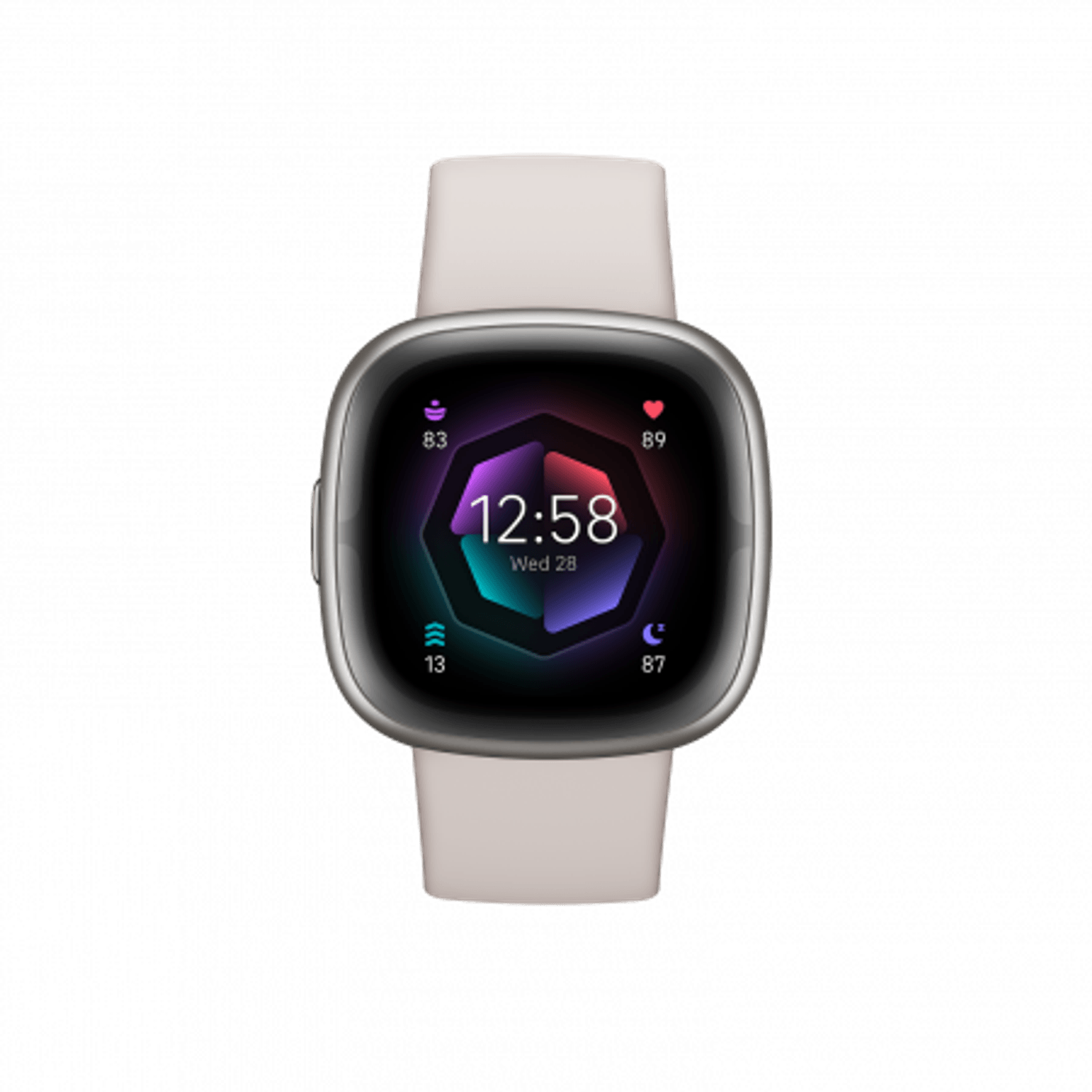 Ceas activity tracker Fitbit Sense 2, GPS, NFC, Bluetooth, Waterproof (Alb) fotografia produsului View 5 L