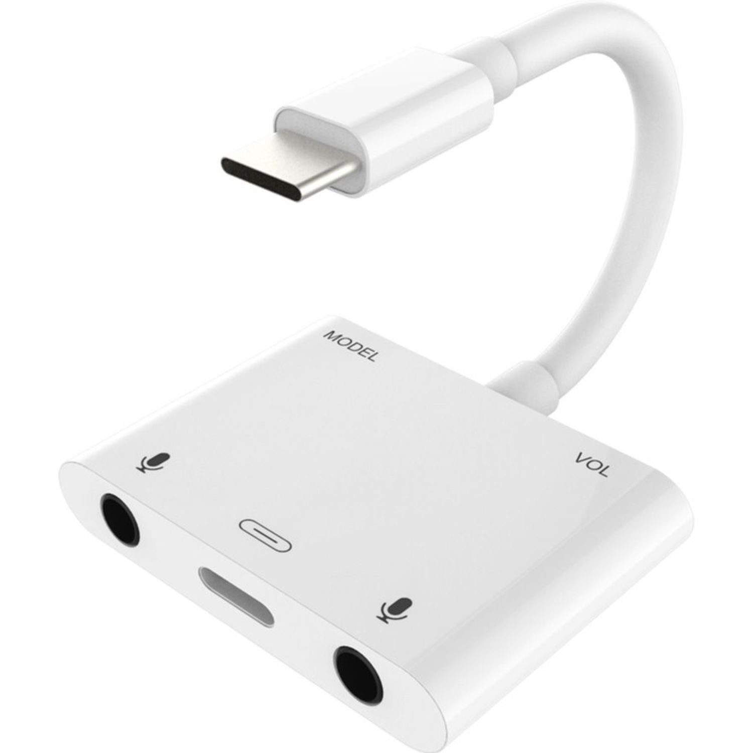 Adaptor STAR THT-010+, USB Type C - 2 x Jack 3.5mm / USB Type C (Alb) fotografia produsului