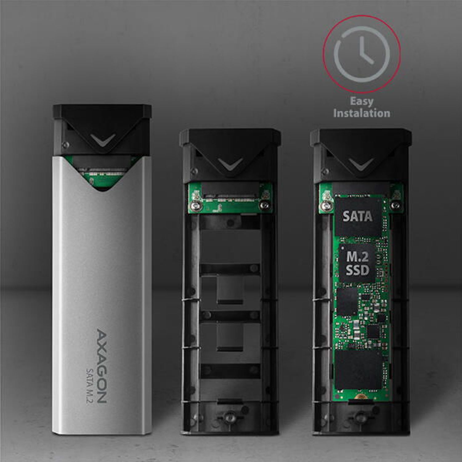 Adaptor AXAGON EEM2-U3C, USB 3.1 Type-C - M.2 SSD (Gri) fotografia produsului View 2 L