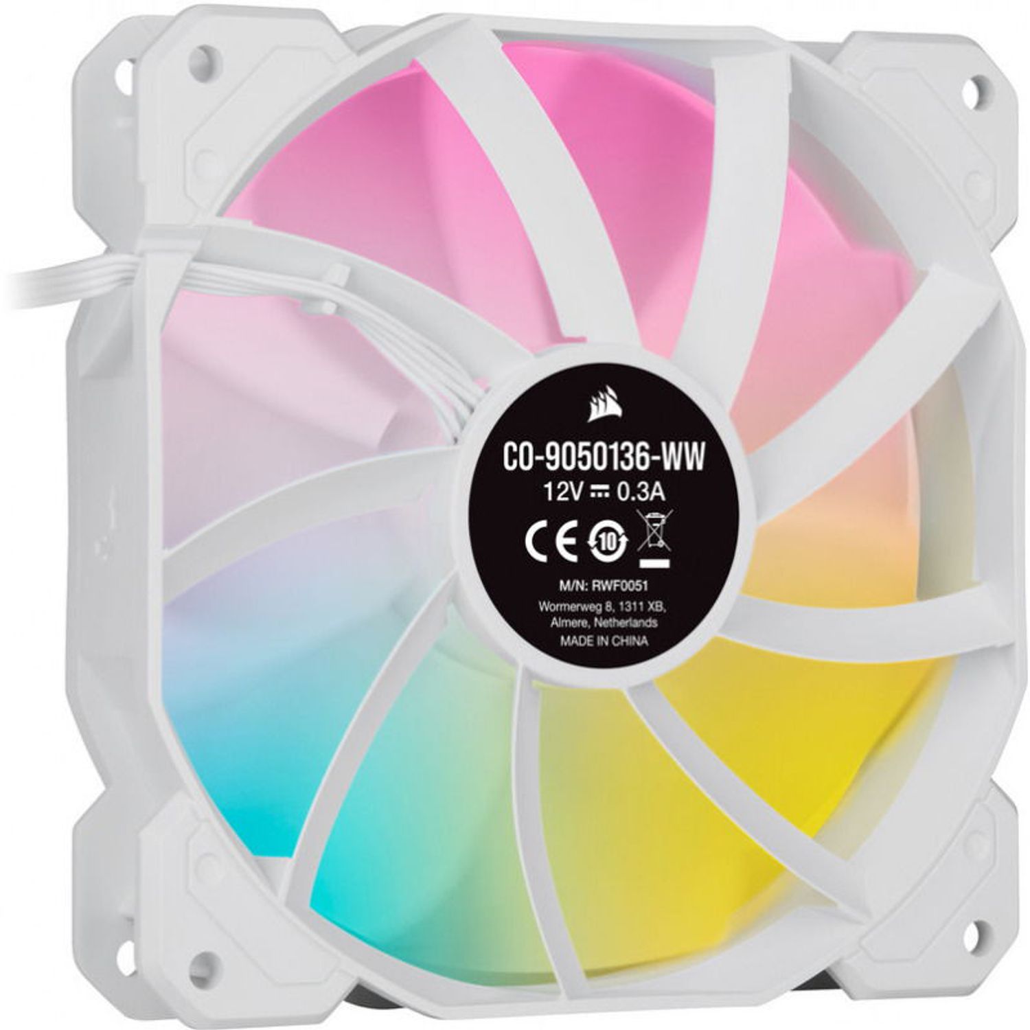 Ventilator Corsair iCUE SP120 RGB ELITE White Performance, 120mm fotografia produsului View 2 L
