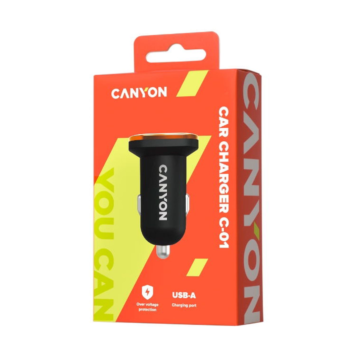 Incarcator auto Canyon CNE-CCA01B, 5V/1A (Negru/Portocaliu) fotografia produsului View 4 L