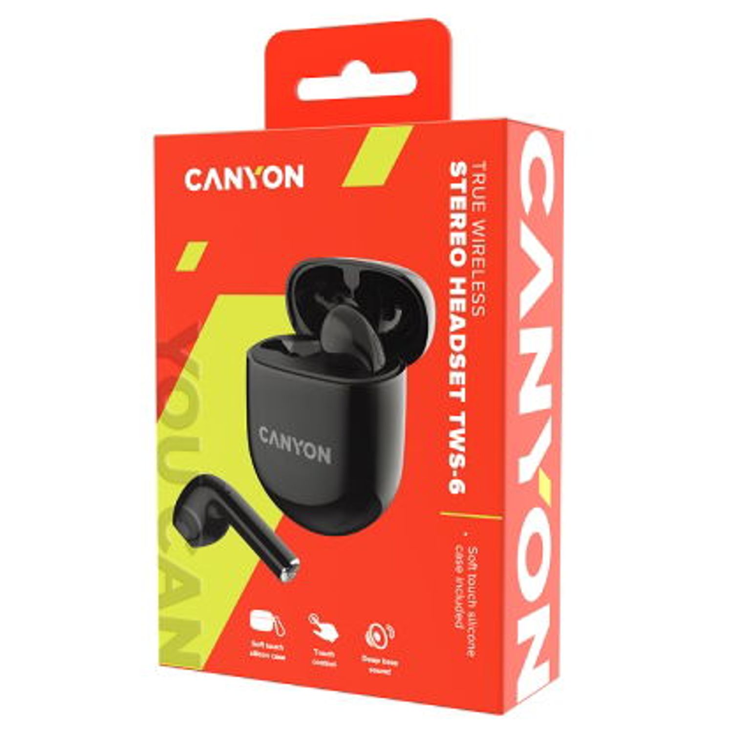 Casti True Wireless Canyon TWS-6, Bluetooth, Touch Control, Gaming Mode, Microfon (Negru) fotografia produsului View 6 L