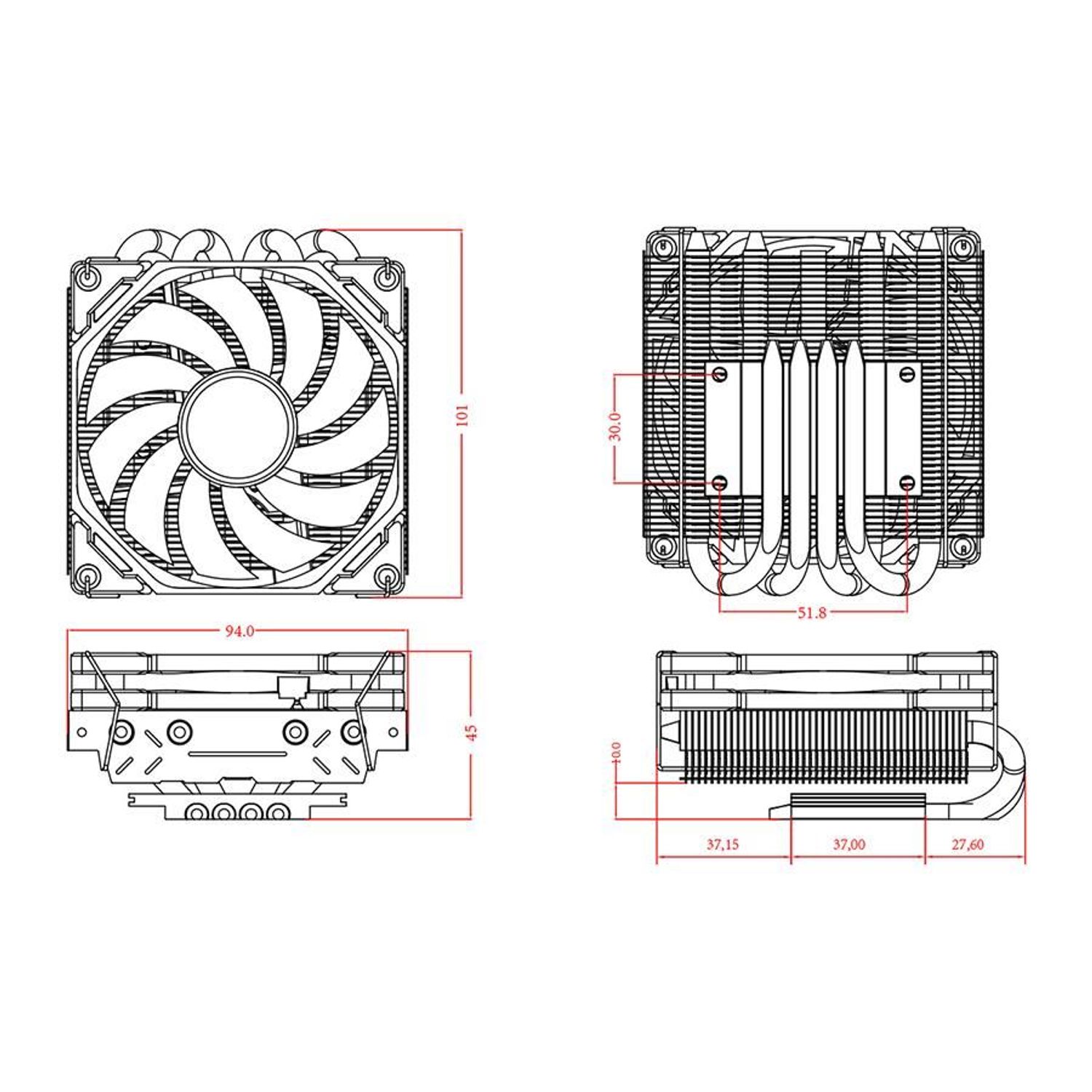 Cooler CPU ID-Cooling IS-40X-V2, 92mm fotografia produsului View 7 L