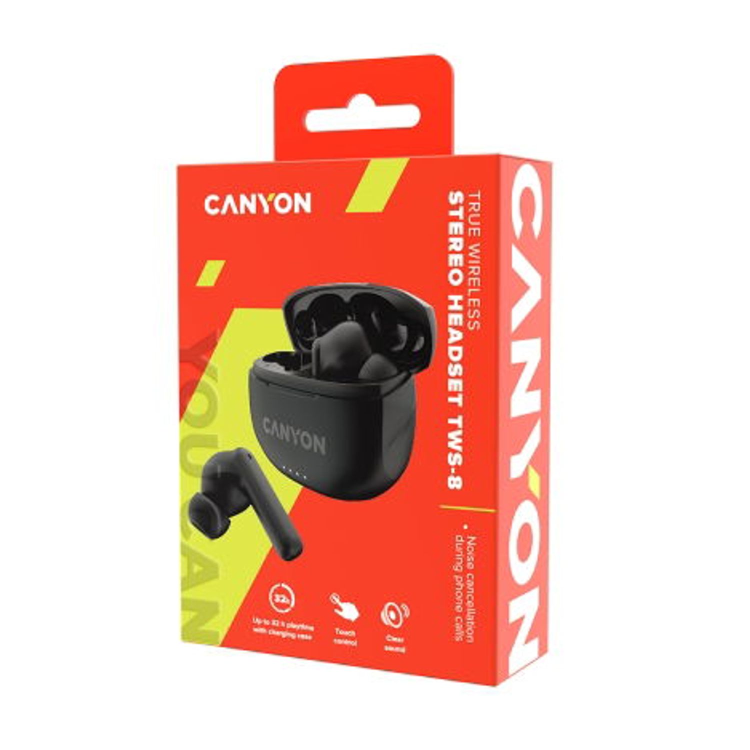 Casti True Wireless Canyon TWS-8, Bluetooth, ENC, Microfon (Negru) fotografia produsului View 5 L