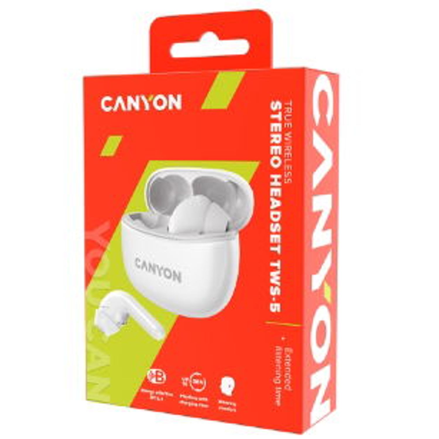 Casti True Wireless Canyon TWS-5, Bluetooth, In-Ear, Microfon (Alb) fotografia produsului View 5 L