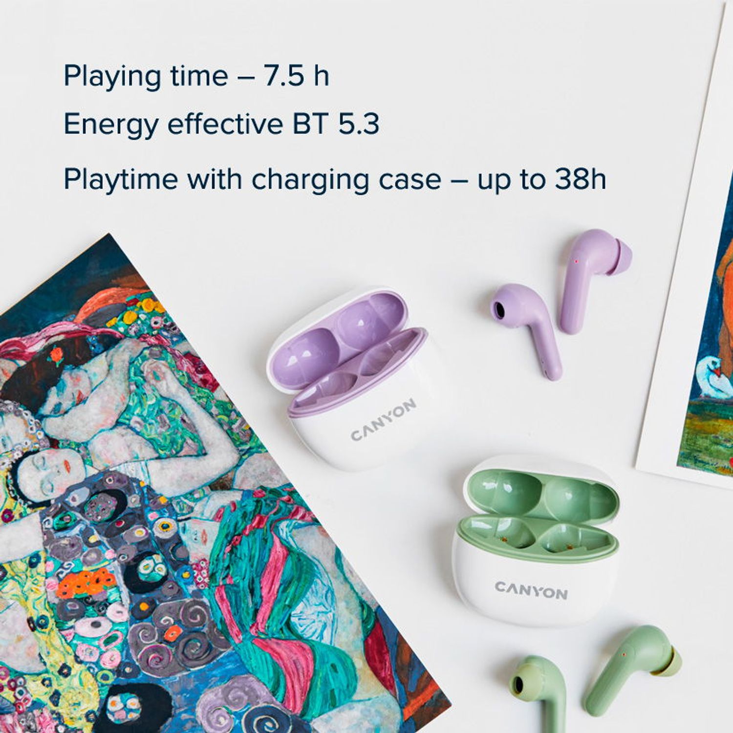 Casti True Wireless Canyon TWS-5, Bluetooth, In-Ear, Microfon (Alb) fotografia produsului View 6 L