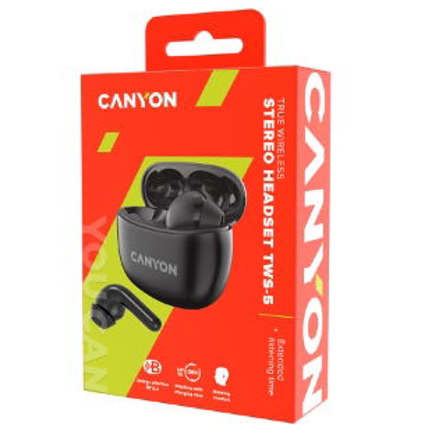 Casti True Wireless Canyon TWS-5, Bluetooth, In-Ear, Microfon (Negru) fotografia produsului View 5 L