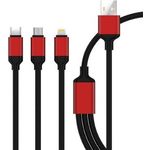 Cablu de Incarcare 3n1, Fast Charging, MicroUSB, Type-C, Lighting, 1.2 m, Negru fotografia produsului