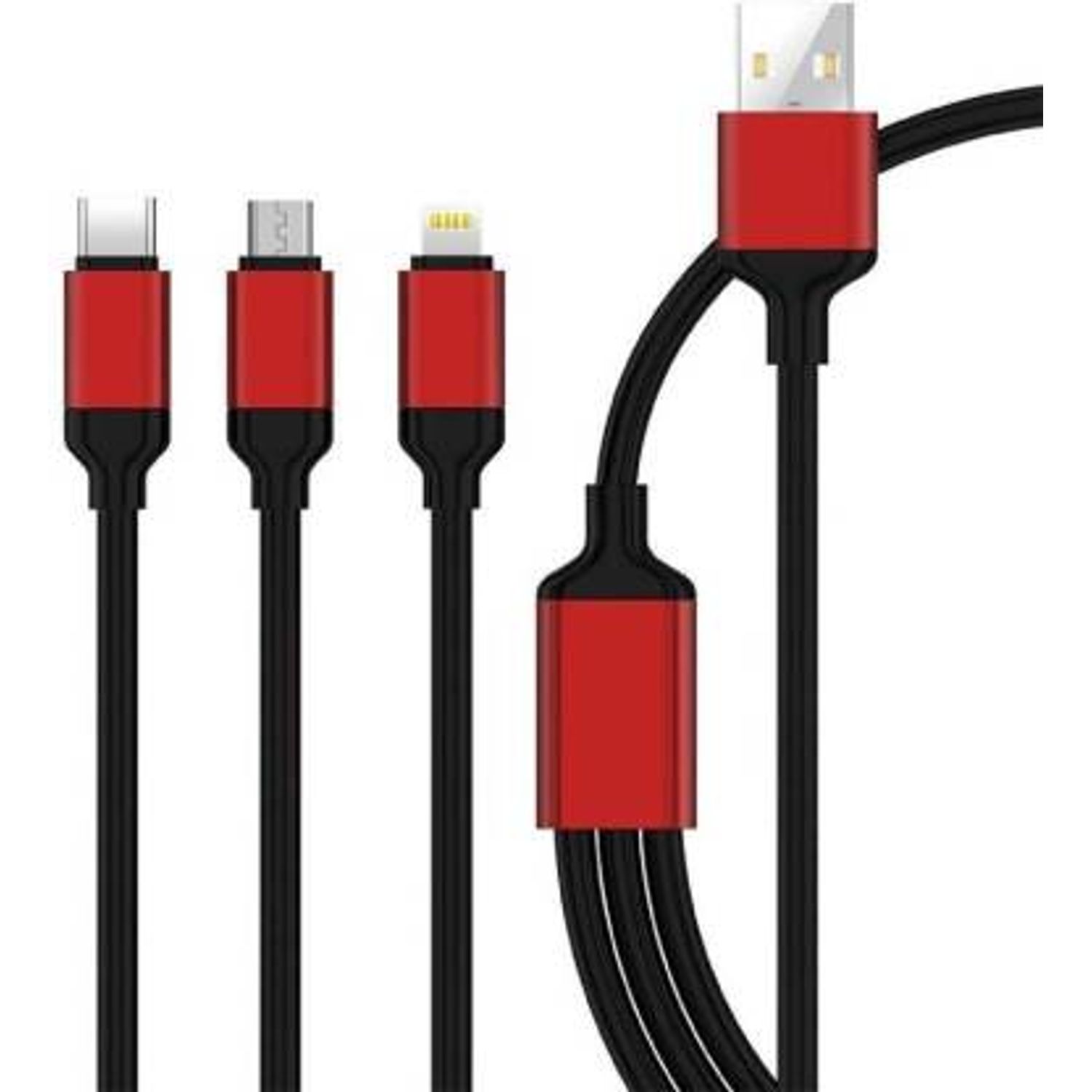 Cablu de Incarcare 3n1, Fast Charging, MicroUSB, Type-C, Lighting, 1.2 m, Negru fotografia produsului