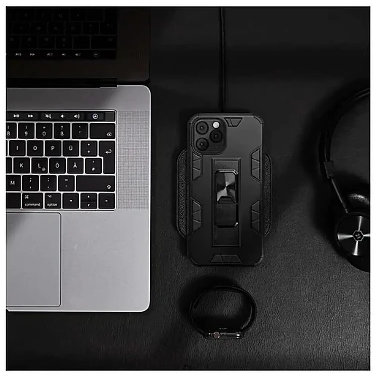 Husa Antisoc Magnetica Premium Forcell Defender cu Suport Telefon pentru Iphone 12 Mini, Neagra fotografia produsului View 2 L
