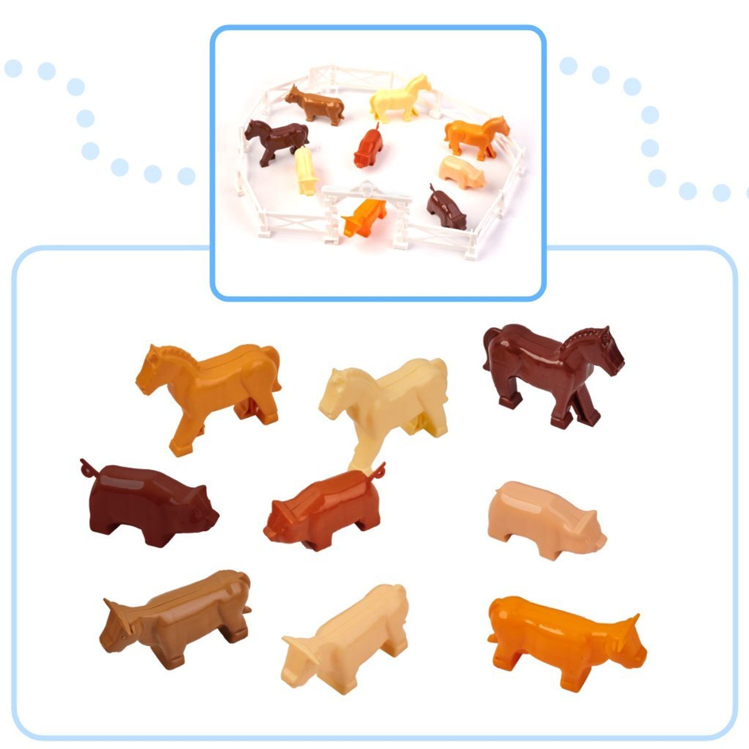 Set 292 piese, cuburi de constructie din plastic pentru copii, Ferma, 24 x 66 cm fotografia produsului View 3 L