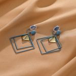 Cercei cu forme geometrice, forma patrat, Albastru cu Auriu fotografia produsului View 6 S