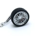 Breloc metalic anticoroziv, model roata auto, Argintiu fotografia produsului