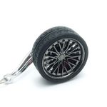 Breloc metalic anticoroziv, model roata auto, Negru fotografia produsului