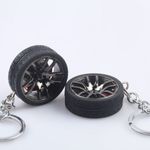 Breloc metalic anticoroziv, model roata auto, Negru fotografia produsului View 3 S
