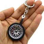 Breloc metalic anticoroziv, model roata auto, Argintiu fotografia produsului View 7 S