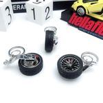 Breloc metalic anticoroziv, model roata auto, Negru fotografia produsului View 6 S