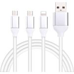Cablu de Incarcare 3n1, Fast Charging, MicroUSB, Type-C, Lighting, 1.2 m, Alb fotografia produsului