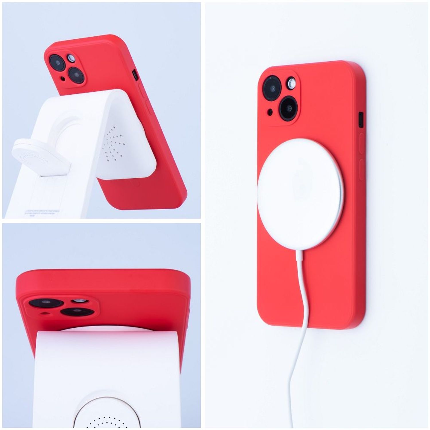 Husa MagSafe din silicon compatibila cu Iphone 14 Pro, Rosu Mat fotografia produsului View 2 L