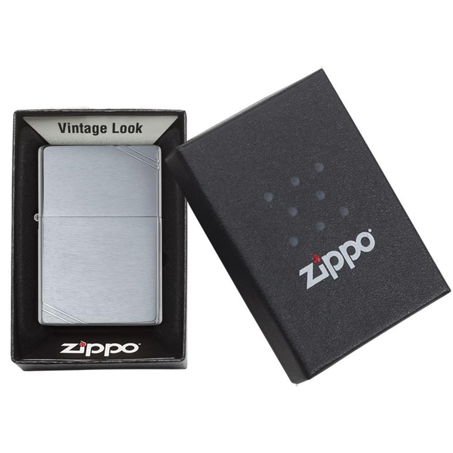 Bricheta Zippo 230 Vintage Brushed Chrome fotografia produsului View 5 L