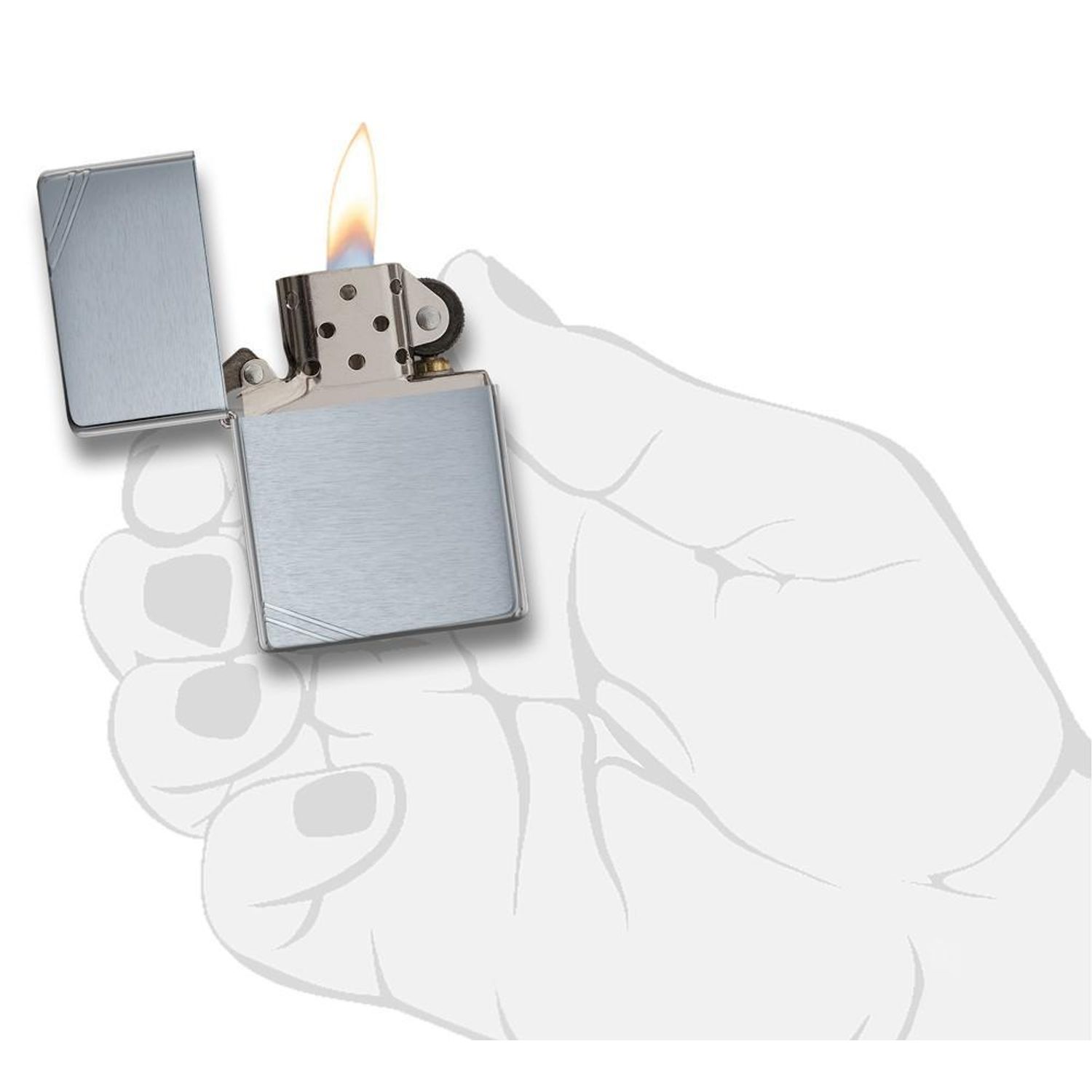 Bricheta Zippo 230 Vintage Brushed Chrome fotografia produsului View 4 L