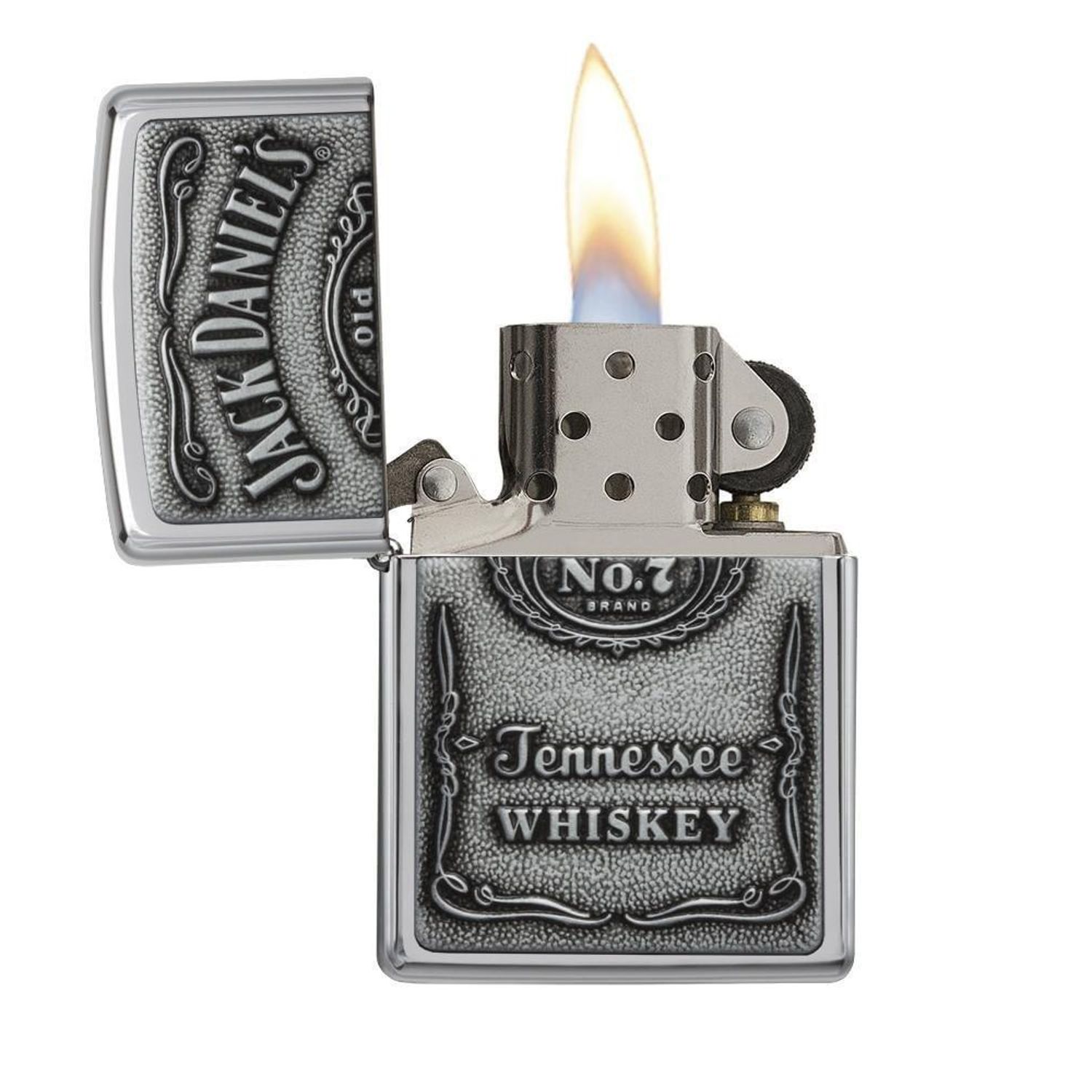 Bricheta Zippo 250JD.427 Jack Daniel's Label Pewter Emblem Classic Spirits fotografia produsului View 3 L