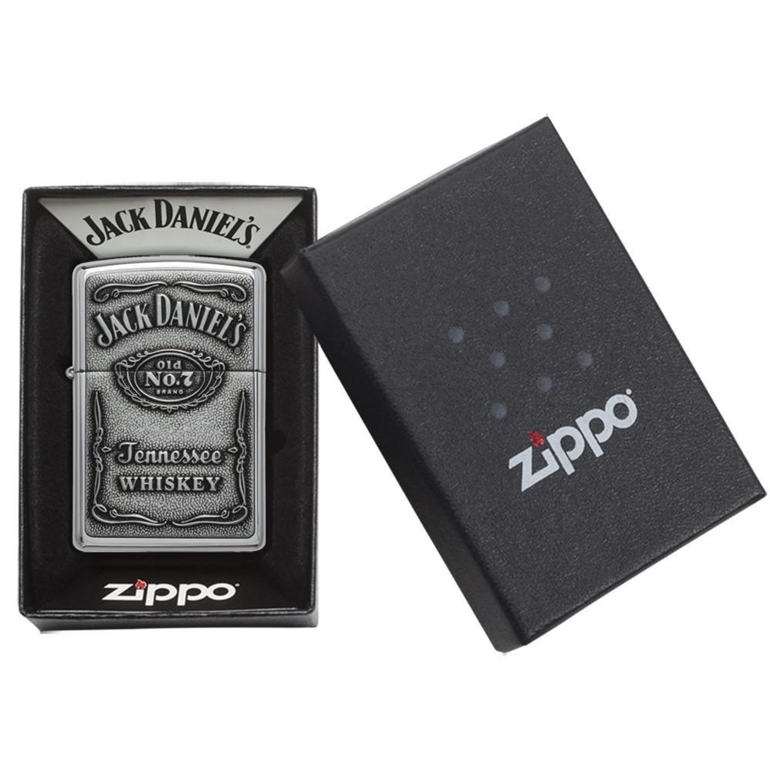 Bricheta Zippo 250JD.427 Jack Daniel's Label Pewter Emblem Classic Spirits fotografia produsului View 5 L