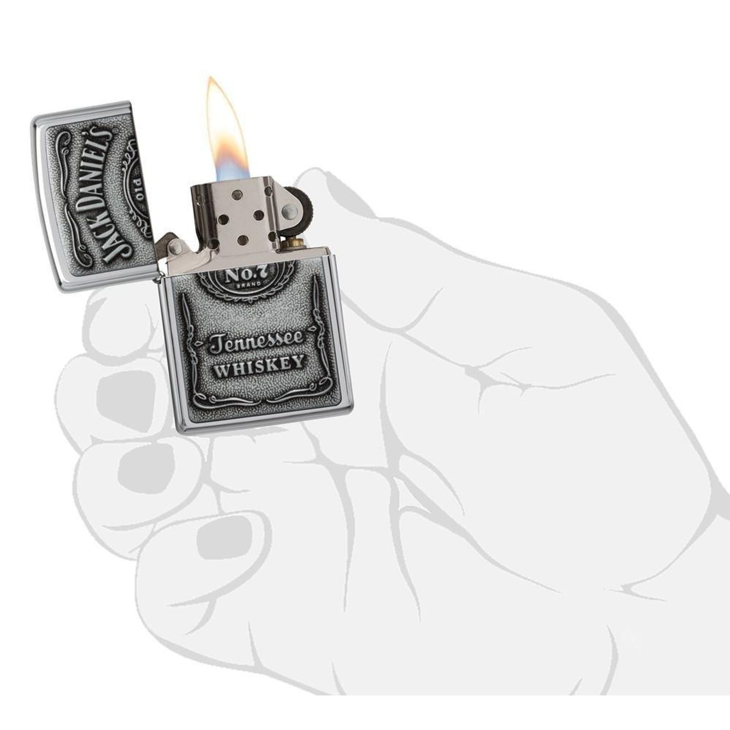 Bricheta Zippo 250JD.427 Jack Daniel's Label Pewter Emblem Classic Spirits fotografia produsului View 4 L