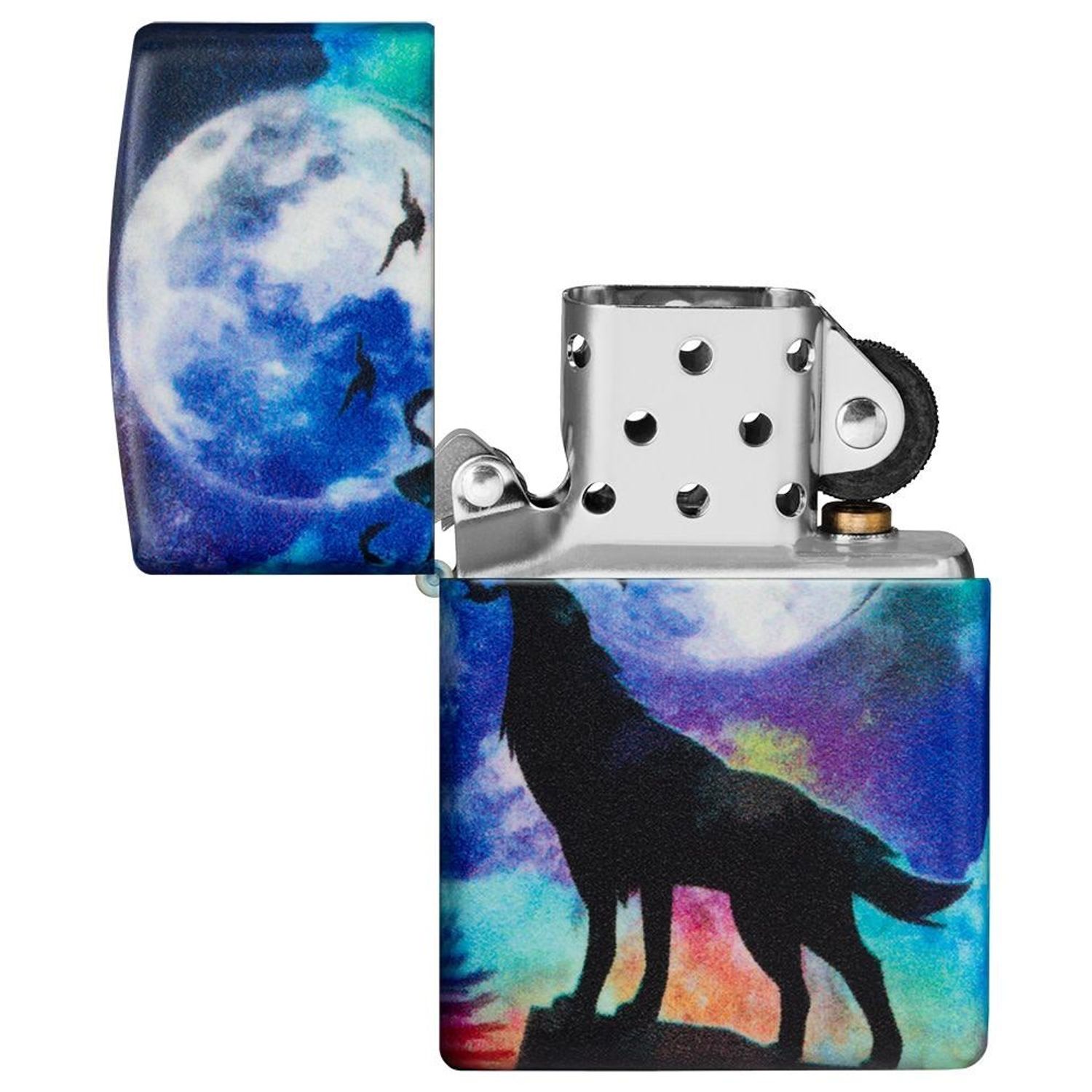 Bricheta Zippo 49683 Wolf Howling at Moon fotografia produsului View 4 L