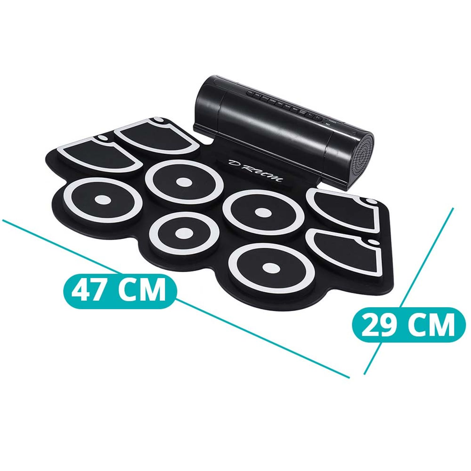 Set portabil de tobe electronice Timeless Tools cu melodii demo, Negru fotografia produsului View 4 L