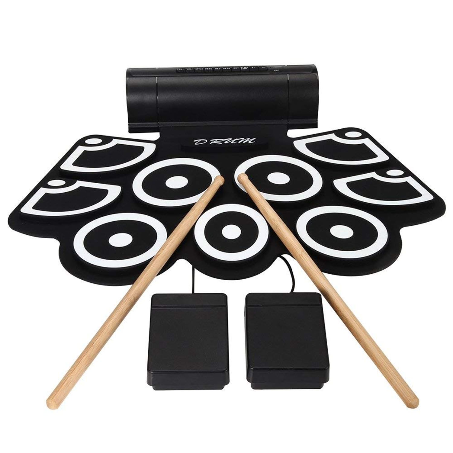 Set portabil de tobe electronice Timeless Tools cu melodii demo, Negru fotografia produsului