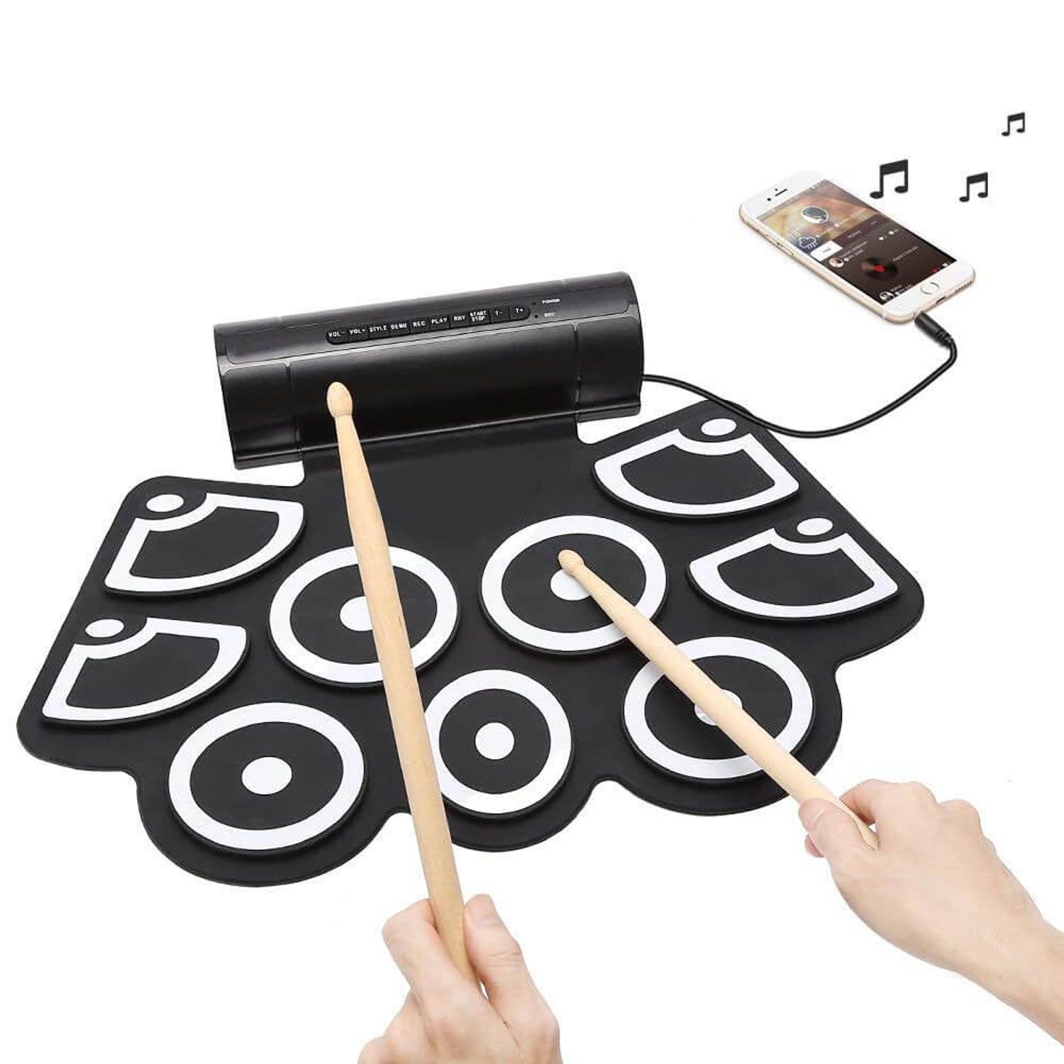 Set portabil de tobe electronice Timeless Tools cu melodii demo, Negru fotografia produsului View 6 L