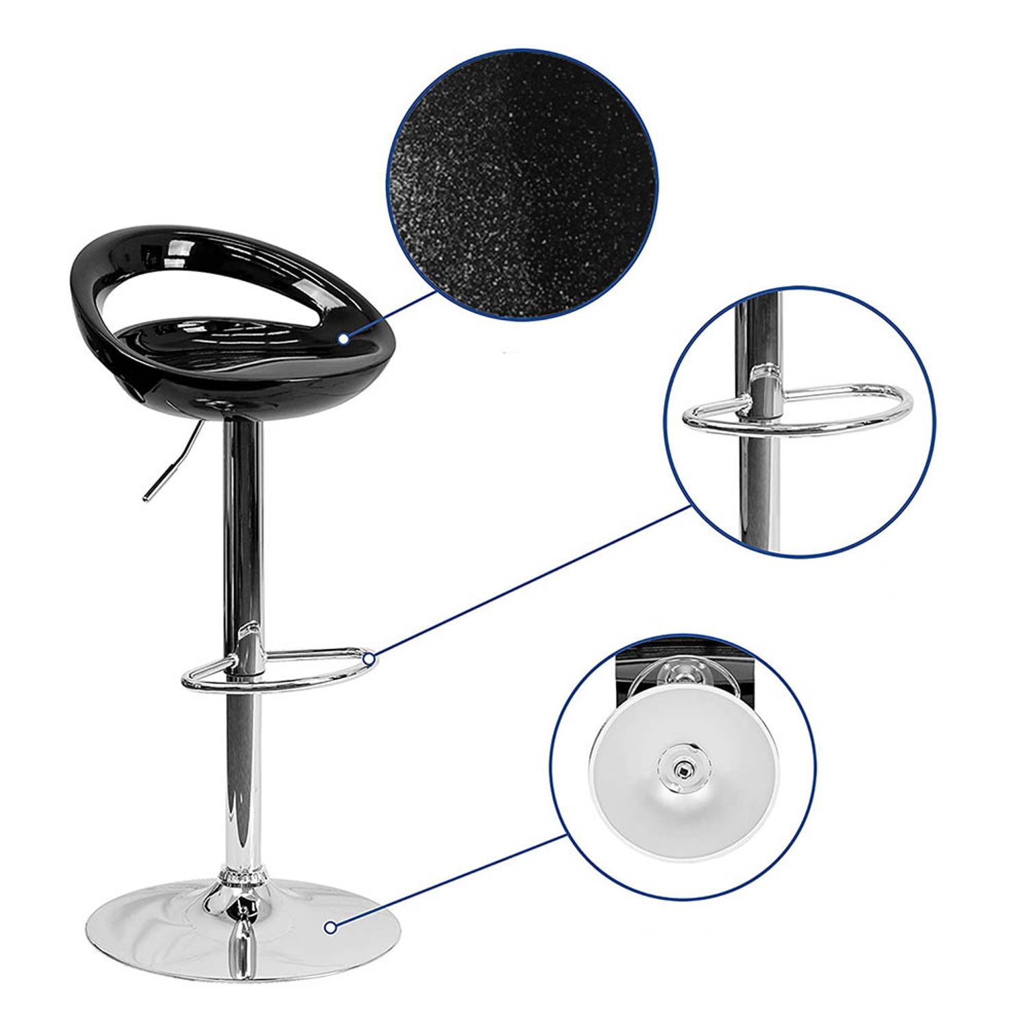 Set 2 scaune de bar Kitti Timeless Tools, Sezut din plastic, Negru fotografia produsului View 5 L