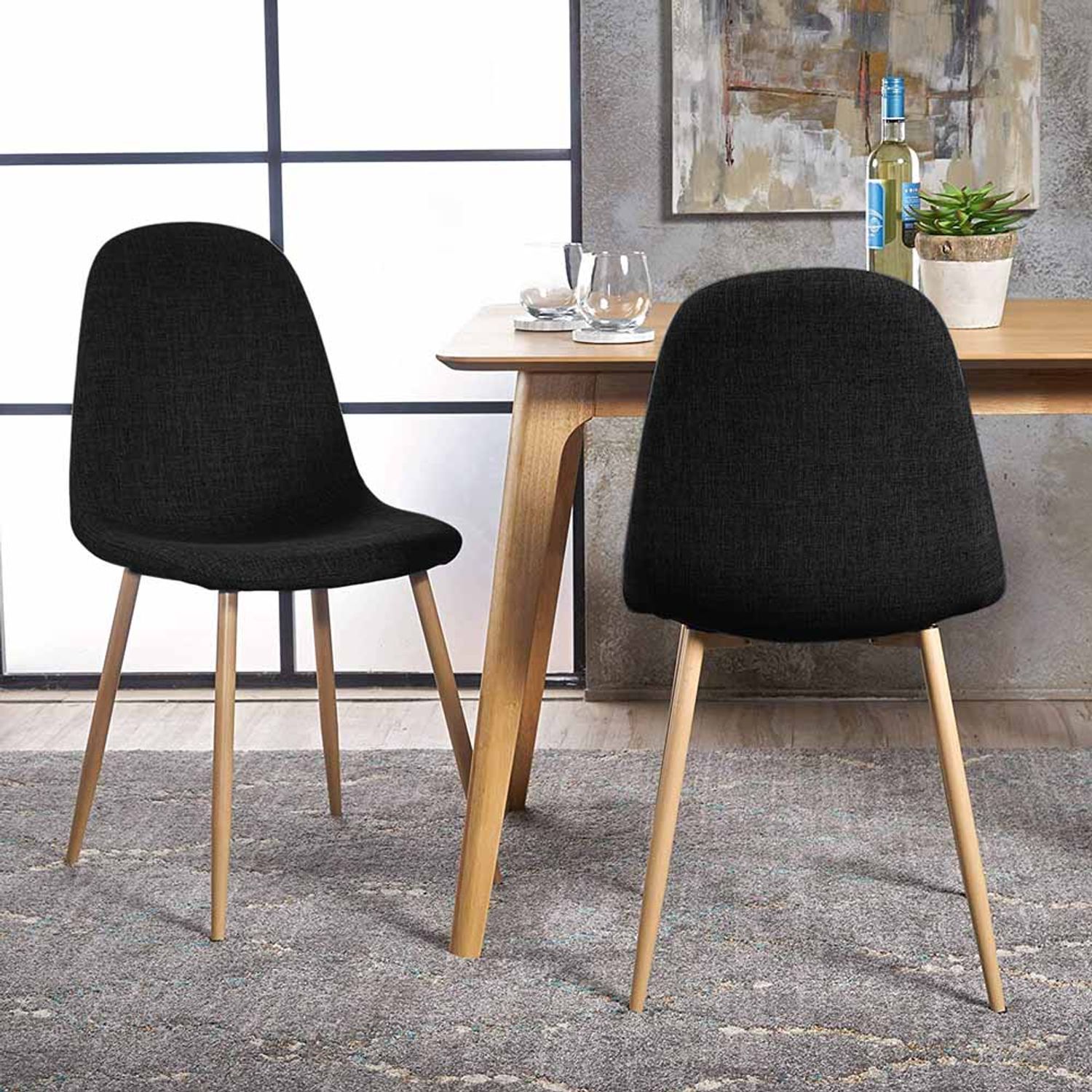 4 buc scaune acoperite cu material textil. mai multe culori-negru fotografia produsului View 3 L