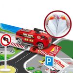 Set de pompier cu covoras Timeless Tools, covor interactiv portabil, cu masini de pompier si accesorii fotografia produsului