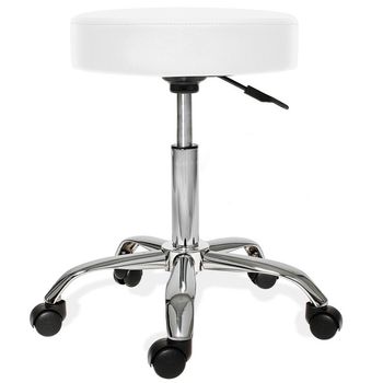 Scaun de cosmetica Timeless Tools cu roti si inaltime reglabila, Alb