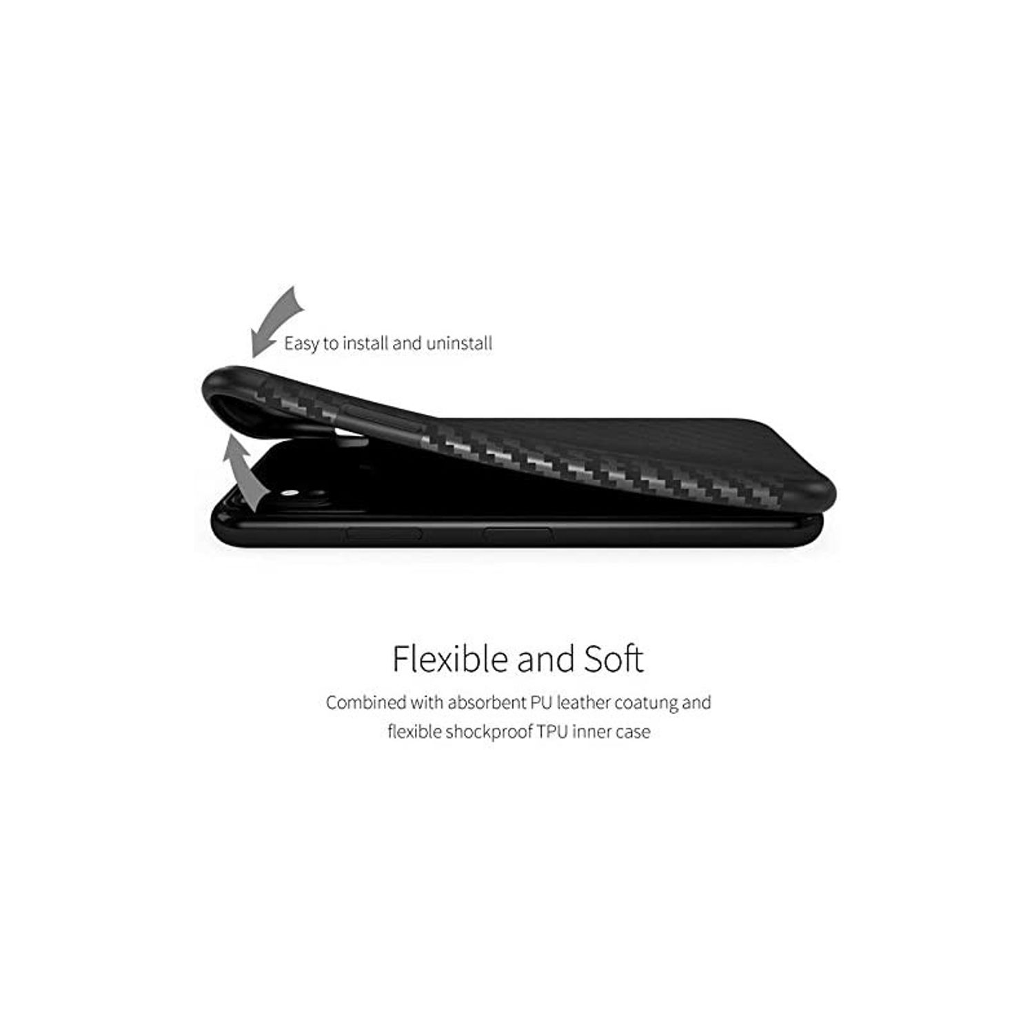 Husa telefon pentru Iphone X din silicon, flexibila, Gonga&reg; Negru fotografia produsului View 3 L