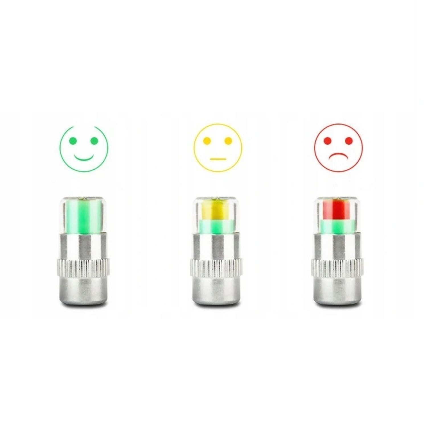 Set 4 capacele roata cu indicator de presiune, Gonga&reg; Argintiu fotografia produsului View 4 L