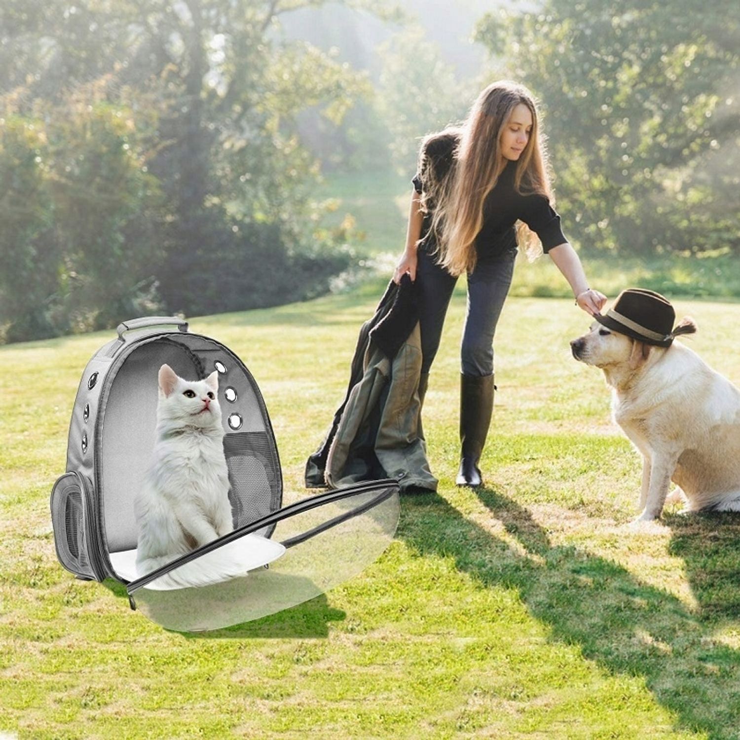 Rucsac transport animale de companie, tip panoramic, Gonga&reg; Gri fotografia produsului View 5 L