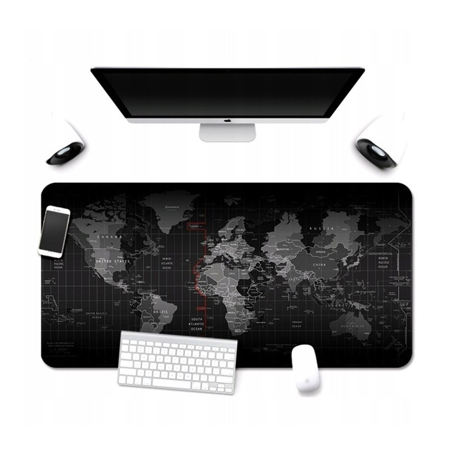 Mouse pad cu model harta lumii, Gonga&reg; Negru 80 x 30 cm fotografia produsului View 2 L